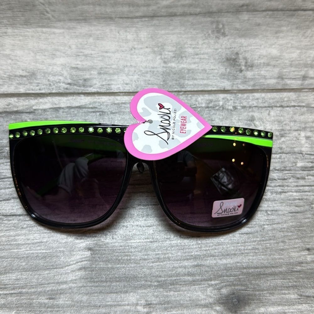 Snooki by Nicole Polizzi Womens Rock Candy Black & Neon Green Sunglasses OS NWT